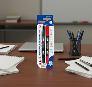 Pennarello indelebile Plasmy a doppia punta 2,8 mm nero rosso per etichettatura CD e scrittura - Product Image 2