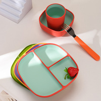 Wolife Design original sans Bpa, assiettes carrées en silicone sans danger, bol, tasse, assiette divisée en silicone à 3 compartiments