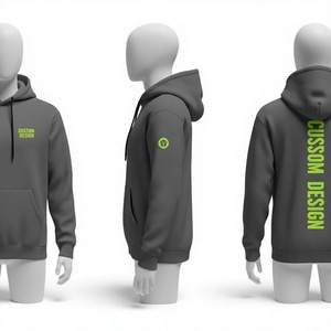Sweat-shirt à capuche pour homme, design personnalisé, gris foncé, imprimé vert néon, coupe classique, vêtements décontractés, tissu en molleton 100% coton - Product Image 1