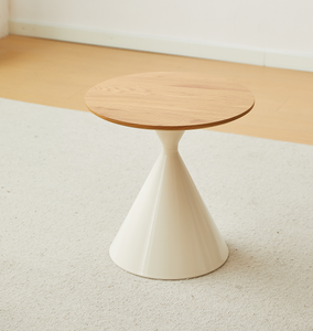 Durable Modern <b>Round</b> Coffee <b>Table</b> <b>White</b> Wood with Decorative Design - Product Image 4