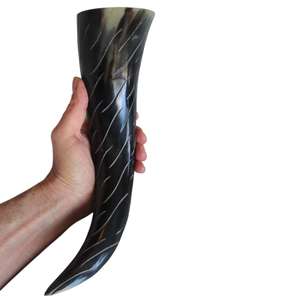 Meilleure qualité faite à la main Viking corne tasse naturel blanc boisson chaude verrerie avec gravure poli miroir support pour bière - Product Image 2