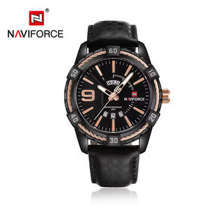 Montres de luxe décontractées lumineuses NAVIFORCE 9117 pour hommes, affichage jour et date, montres-bracelets à quartz en cuir étanches pour hommes - Product Image 2