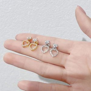 Pendientes de Plata de Ley con Baño de Dylam, Forma de Corazón, con Circonita Cúbica 5A, Joyería Fina para Mujer, Regalos de Aniversario y Cumpleaños - Product Image 2
