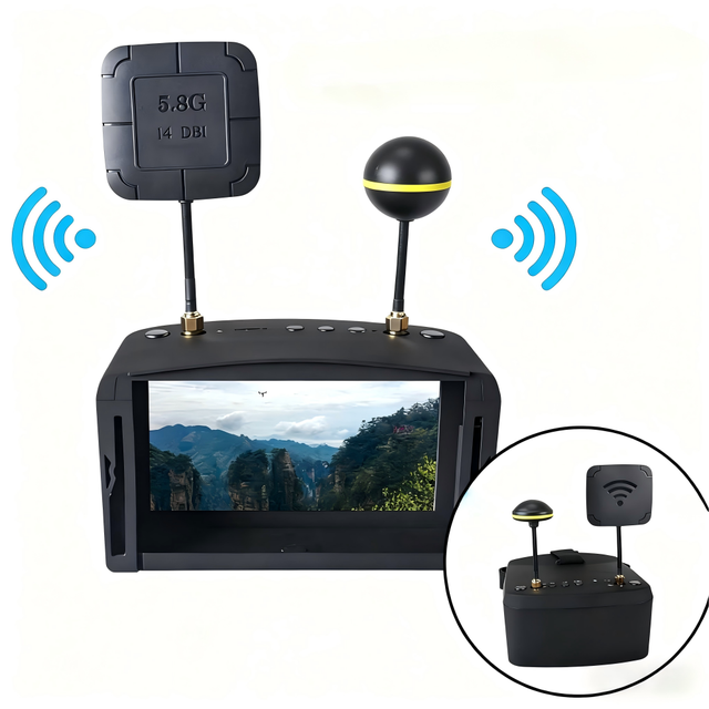 EV800D 5.8G 40CH 5 Inch 800*480 Video Headset HD DVR Diversity with Battery/Dual Antenna FPV Goggles for RC Model RC FPV Drone