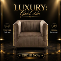 Fauteuil d'appoint en velours capitonné avec panneaux latéraux en métal pour salon et hôtel