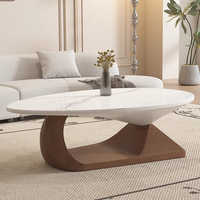 Table basse en forme de couleur bois minimale petit appartement salon table basse à panneau de roche ovale