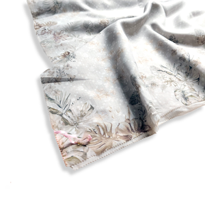 Breathable Keiko Scarf <b>Hijab</b> Silver Voal Daily Basis Usage Short Sleeve Fashionable Digital Printing Cotton Material for Spring - Product Image 1