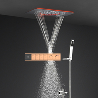 Ensemble de douche thermostatique intelligent à affichage numérique LED en or rose de luxe, en acier inoxydable et laiton, moderne, à fixation murale