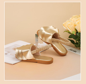 New Style Summer Lotus Leaf <b>Lace</b> Girl Sandals Gold <b>Elastic</b> Sandals Sweet Pleated <b>Lace</b> Sandals Size 27 to 36 - Product Image 5