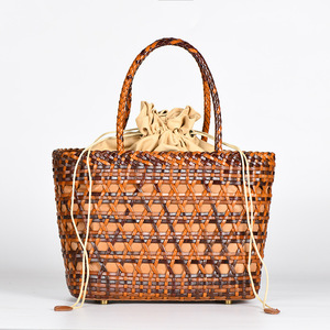 Sac à main pour femme en cuir véritable tressé ajouré style panier, nouveauté, vente chaude - Product Image 2