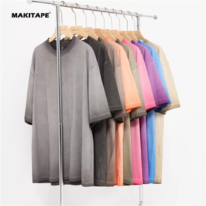 T-shirt décontracté à manches courtes surdimensionné CL-26013, style streetwear rétro vintage, délavé au soleil, 260 grammes, 100% coton lourd, col rond - Product Image 1