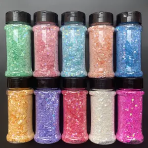 Eco-Friendly Opal Holographic Mixed Powder Chunky Glitter for Nails Crafts Christmas Festivals