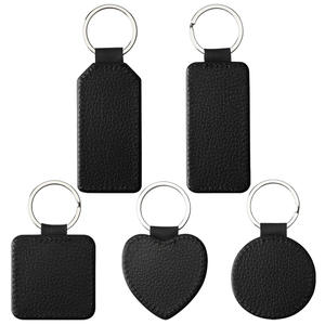 Custom Sublimation PU Leather Keychain DIY Blank Heart Round Square Rectangle Pendant Keyring for Wedding Birthday Gifts DingHon - Product Image 3