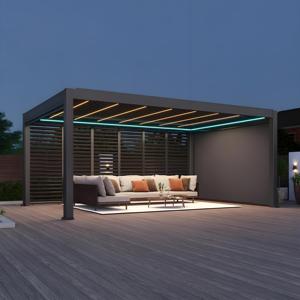 Luxe <span class=keywords><strong>MULAN</strong></span> PG001 Gazebo de Jardin Motorisé Télécommande Bioclimatique Aluminium Patio Toit Extérieur Persienne Pergola Imperméable - Product Image 5