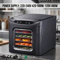 Déshydrateur alimentaire à 6 plateaux avec écran tactile, plateaux en acier inoxydable, pour fruits, viande séchée, herbes, certifié CE GS LFGB ETL RoHS, machine de séchage domestique