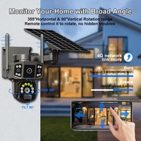 Caméra de Sécurité CCTV Double Objectif 4MP HD 4G Wi-Fi Détection de Mouvement Solaire PTZ avec Carte SIM, Alimentation par Batterie Faible Consommation, Prix d'Usine