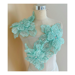 Affinity Design Custom Lace Stickers Decals Handmade 3D Flower Bridal Rhinestone Bodice Applique Sew on Patches