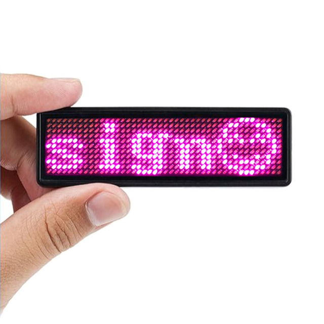 Electronic Scrolling Message Programmable Sign Light up Flashing Name Badge