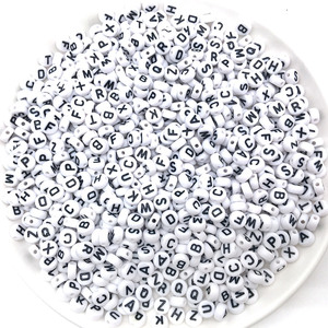 AA016583 forma piatta rotonda quadrata 100 pz Multi colori in plastica lettere sciolte perline alfabeto digitale per braccialetto fai da te - Product Image 6