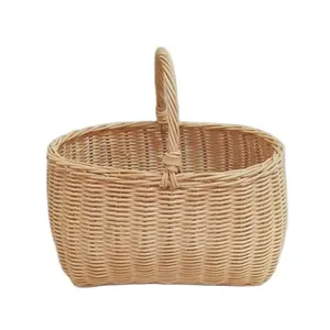 Wedding flower basket Large capacity white rattan hand-woven home storage basket