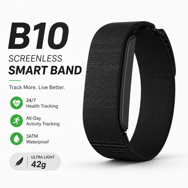 Smart Band Screenless Fitness Tracker Heart Rate Blood Oxygen Sleep Monitor 3ATM Waterproof 12 Days Battery Activity Tracker