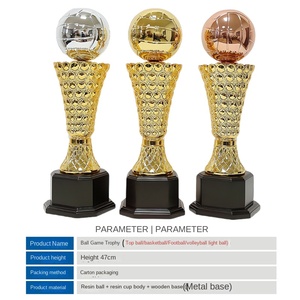 Trophée de basketball haut de gamme, atmosphérique, personnalisé, pour tournoi de football et de volleyball, en résine plaquée or, grande taille, Village <span class=keywords><strong>BA</strong></span> - Product Image 3