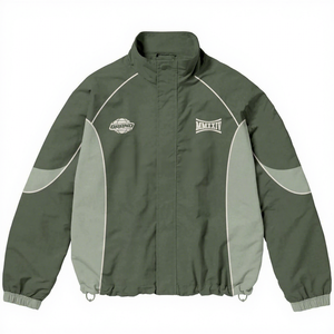 Custom Men's Oversized Nylon Tracksuit <b>Reflective</b> Windbreaker <b>Jacket</b> Zip Up Jogging Set OEM Wholesale Manufacturer Green Two Pie - Product Image 1