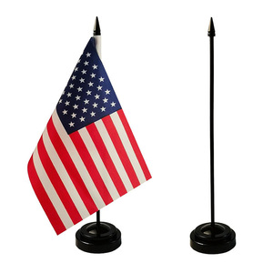 Bandiera da Tavolo Personalizzata con Logo Stampato, Bandiere Piccole in Poliestere per Ufficio con Supporto e Asta - Product Image 2