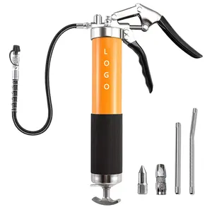 Grease Gun 8000 PSI Heavy Duty Pistol Grip Grease Gun Kit with 14 oz Load 18 Inch Spring Flex Hose 2 Grease Couplers