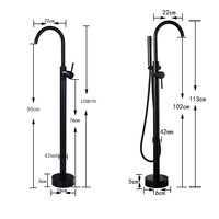 Ensemble de douche au sol minimaliste moderne avec cartouche céramique et robinet silencieux pour usage domestique