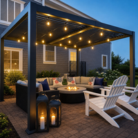 Pergola de jardin minimaliste moderne en aluminium 4x4 6x4m avec bande LED facile à installer 100% étanche