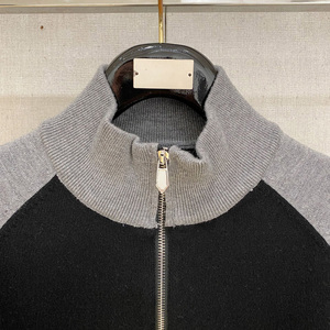 Veste zippée en tricot pour homme, style designer de luxe, col haut, couleur contrastée, pull décontracté, automne-hiver - Product Image 2