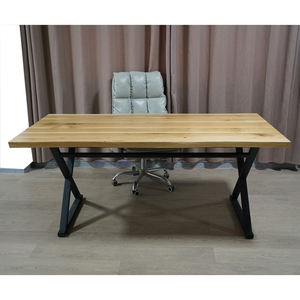 שולחן אוכל אלון לבן מודרני כפרי עבור בית מלון משרדים הכולל משטחי עץ אל חלד - Product Image 4