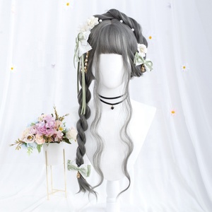 Lolita <span class=keywords><strong>perruque</strong></span> 60cm de long vague de corps gris mixte synthétique Anime Cosplay <span class=keywords><strong>Halloween</strong></span> Peluca <span class=keywords><strong>perruque</strong></span> de cheveux résistant à la chaleur - Product Image 4