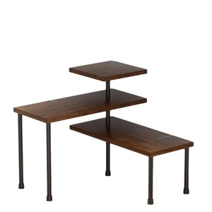 Étagère de rangement en bois à trois niveaux, organisateur de condiments de cuisine, support d'étagère d'angle multifonctionnel - Product Image 5