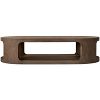 Table basse de salon de luxe moderne Table basse ovale en bois massif avec étagère ouverte