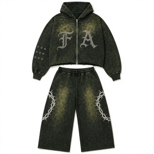 Conjuntos Deportivos Personalizados con Lavado Ácido, 100% Algodón, Estampado en Serigrafía, Pantalones y Sudadera con Capucha para Hombre - Product Image 6