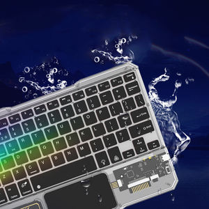 7 couleurs LED rétro-éclairage Transparent cristal clair BT <span class=keywords><strong>clavier</strong></span> sans fil pour iPad <span class=keywords><strong>Samsung</strong></span> Windows Android IOS universel - Product Image 3