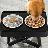 Double gamelle surélevée réglable pour chien, gamelles surélevées pour animaux de compagnie avec support en acier inoxydable pour chien et chat