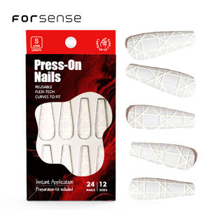 Facile hiver chic mat presse sur la conception des <span class=keywords><strong>ongles</strong></span> vacances simple blanc 3d ligne <span class=keywords><strong>ongles</strong></span> conseils <span class=keywords><strong>mariage</strong></span> mariée élégant long cercueil <span class=keywords><strong>faux</strong></span> <span class=keywords><strong>ongles</strong></span> - Product Image 1
