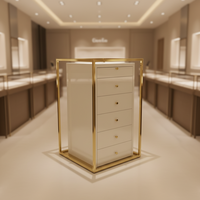 Support de présentation de bijoux rotatif à 360 degrés, respectueux de l'environnement, avec logo personnalisé, laque blanche, acier inoxydable doré