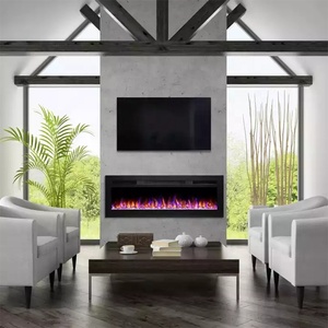 <span class=keywords><strong>Chimenea</strong></span> eléctrica moderna montada en la pared de 43 pulgadas, 12 LED, cambio de colores de llama, Control remoto, enchufe AU/US, 1500W para calentador de sala de estar - Product Image 5