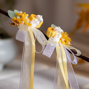 Pinzas para el pelo de conejo lunar con osmanthus para el Festival de Medio Otoño, estilo Hanfu súper etéreo, con cintas y borlas, bonitas y de estilo hada - Product Image 1