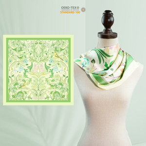 وشاح مربع مطبوع رقمياً بتصميم مائل بأقل سعر بالجملة، وشاح فاخر 100% من حرير التوت - Product Image 3