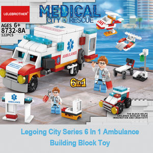 Jouets de construction éducatifs Lele Brother 6 en 1, <span class=keywords><strong>ambulance</strong></span> de sauvetage urbaine promotionnelle, thème transport, 5 à 7 ans - Product Image 2