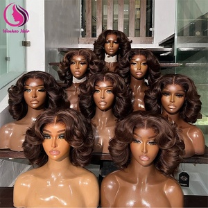 Nueva Llegada Peluca Rizada con Volumen, Cabello Humano Virgen Vietnamita con Cutícula Alineada, Pelucas Sin Pegamento 5x5, Doble Trama, Estilo Egg Roll, Ombre Marrón - Product Image 1
