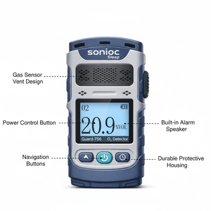 Dispositivo Portátil con Sensor de Oxígeno <span class=keywords><strong>O2</strong></span> para Android, con Rango de Detección de 0-30%, Recargable, Alarma de Seguridad Audible/Visual - Product Image 3