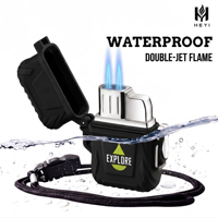Doppel-Jetflammen-Taschenfeuerzeug Nachfüllbar Butan Winddicht IP56 Wasserdicht Outdoor Camping Individuelles Logo Lasergravur OEM Großhandel