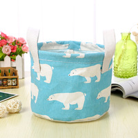 Maison pliable petit rangement coton lin rond bacs de rangement panier pour bureau CD stockage de jouets