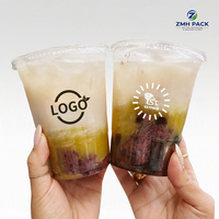 Gobelets jetables personnalisés en PET de 98-16 oz, gobelets en plastique transparent avec couvercles pour jus, bubble tea, café